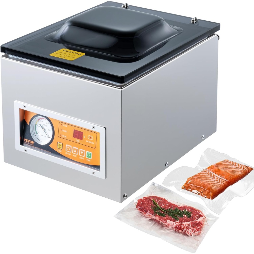 image:imageVEVOR Chamber Vacuum Sealer 260W Sealing Power Vacuum Packing Machine for Wet Foods Meats Marinades and More Compact Size with 102 in Sealing Length Applied in Home Kitchen  Stainless Steel Machine for Wet Foods Meats Marinades amp More Compact Size with 102 Seal Length Applied in Home Kitchensilver