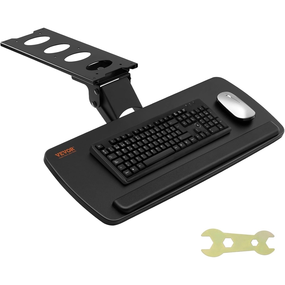 image:imageVEVOR Clamp on Keyboard Tray Under Desk Desk Keyboard Tray Slide Out with Sturdy NoDrill C Clamp Mount Large 268 x 11 inch SlideOut Computer Drawer for Typing in Home Office WorkAdjustable