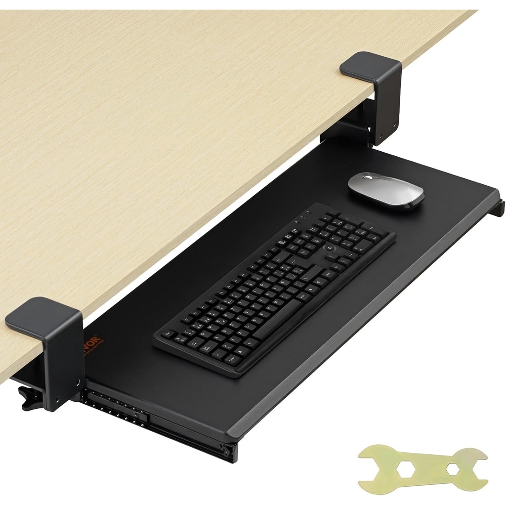 image:imageVEVOR Clamp on Keyboard Tray Under Desk Desk Keyboard Tray Slide Out with Sturdy NoDrill C Clamp Mount Large 268 x 11 inch SlideOut Computer Drawer for Typing in Home Office WorkCCLAMP