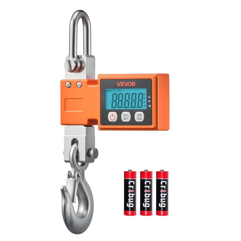 image:imageVEVOR Digital Crane Scale 1100 lbs500 kg Max Capacity Heavy Duty Industrial Hanging Scale with Cast Aluminum Case amp LCD Display 02 lbs Division amp 3 Unit Switch AutoOff Setting for Garage1100BLS