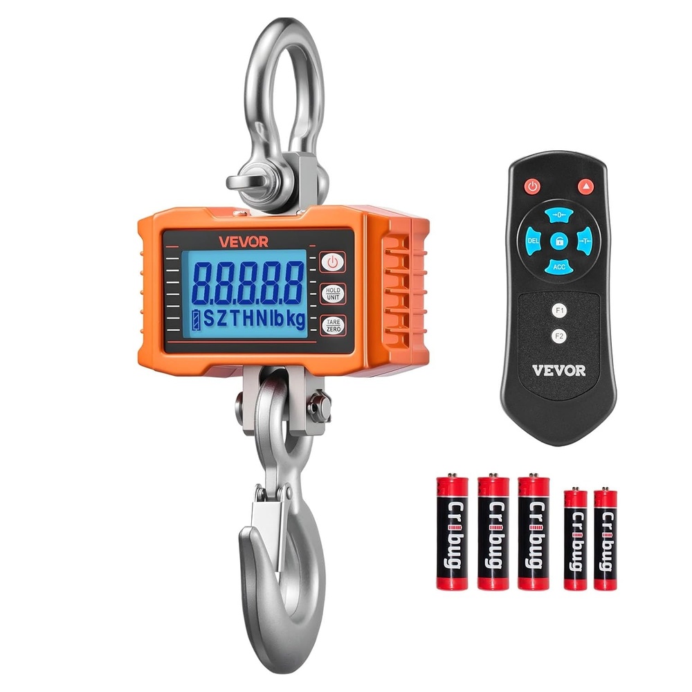 image:imageVEVOR Digital Crane Scale 2200 lbs1000 kg Industrial Heavy Duty Hanging Scale with Remote Control Cast Aluminum Case amp LCD Screen High Precision for Construction Factory Farm Hunting Orange4400BLS