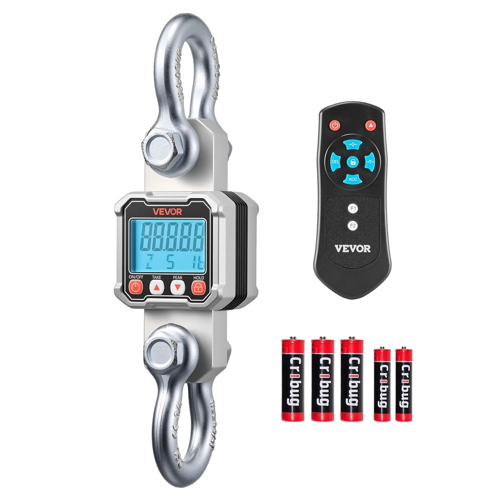image:imageVEVOR Digital Crane Scale 6600 lbs3000 kg Max Capacity Heavy Duty Industrial Hanging Scale with Cast Aluminum Case amp LCD Display 1 lbs Division amp 3 Unit Switch Remote Control for Garage Factory