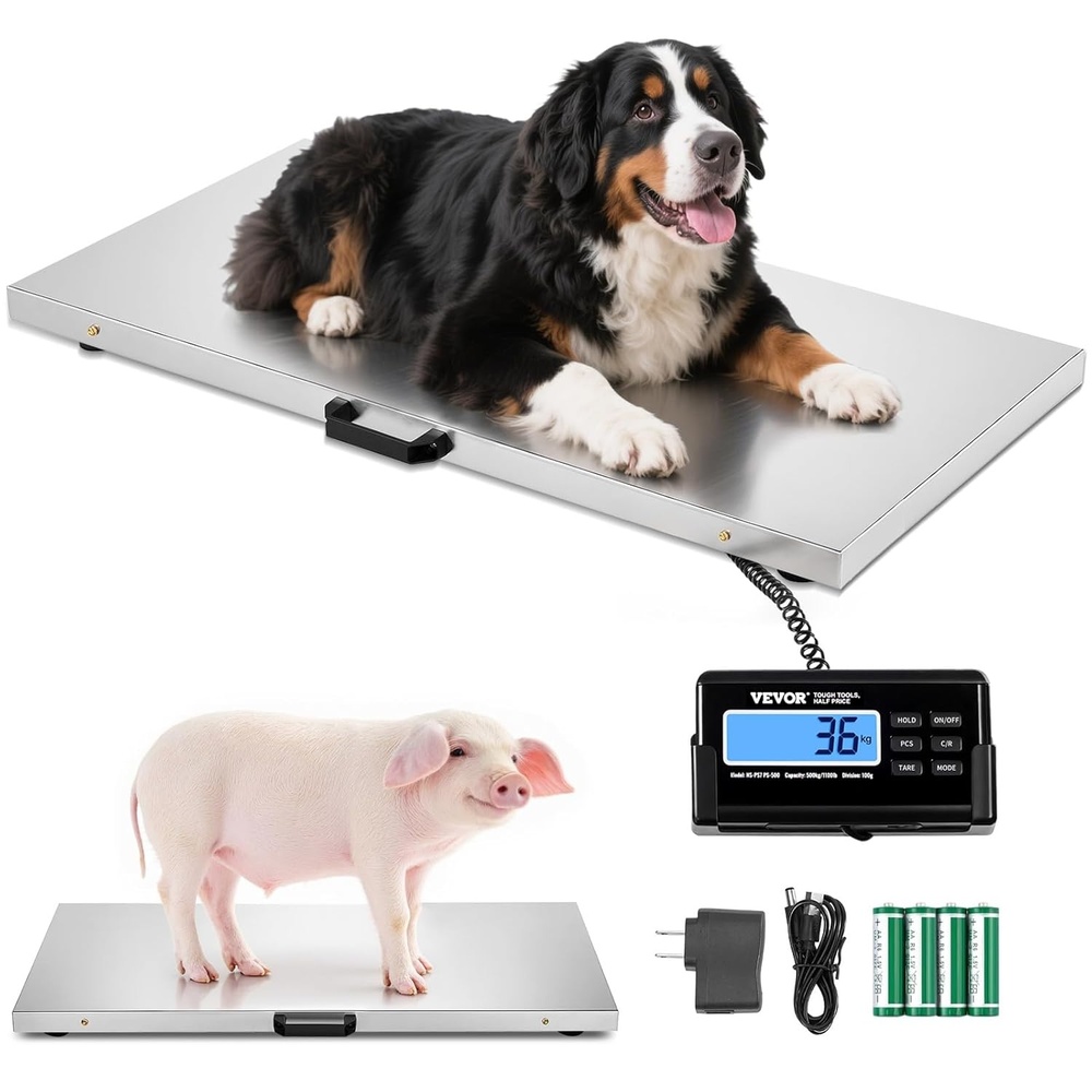 image:imageVEVOR Digital Shipping Scale 01 lbs High Accuracy 660 lbs Postal Scale with LCD Display HoldTare Function amp ACDC Power Supply Fit for Packages Postage Luggage Battery amp Adapter Included1100Lbs