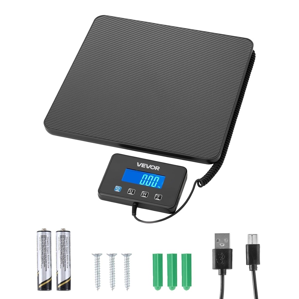 image:imageVEVOR Digital Shipping Scale 110 lbs x 007 oz Heavy Duty Postal Scale with Timer Tare Hold Function 90 Foldable LCD Screen Package Scale for Laggage Home Post Office ACDC Powered FCC Liste440Lbs