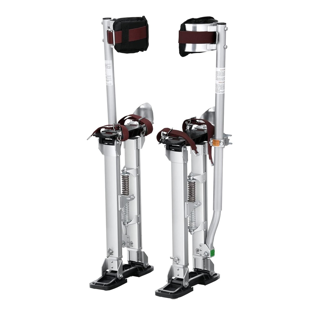 image:imageVEVOR Drywall Stilts 161241 in Adjustable Aluminum Painter Stilts 228 lbs Load Capacity NonSlip Rubber Feet Dual Spring Shock Absorption Comfortable Leg Straps for Painting DecorationSilver1830 Silver