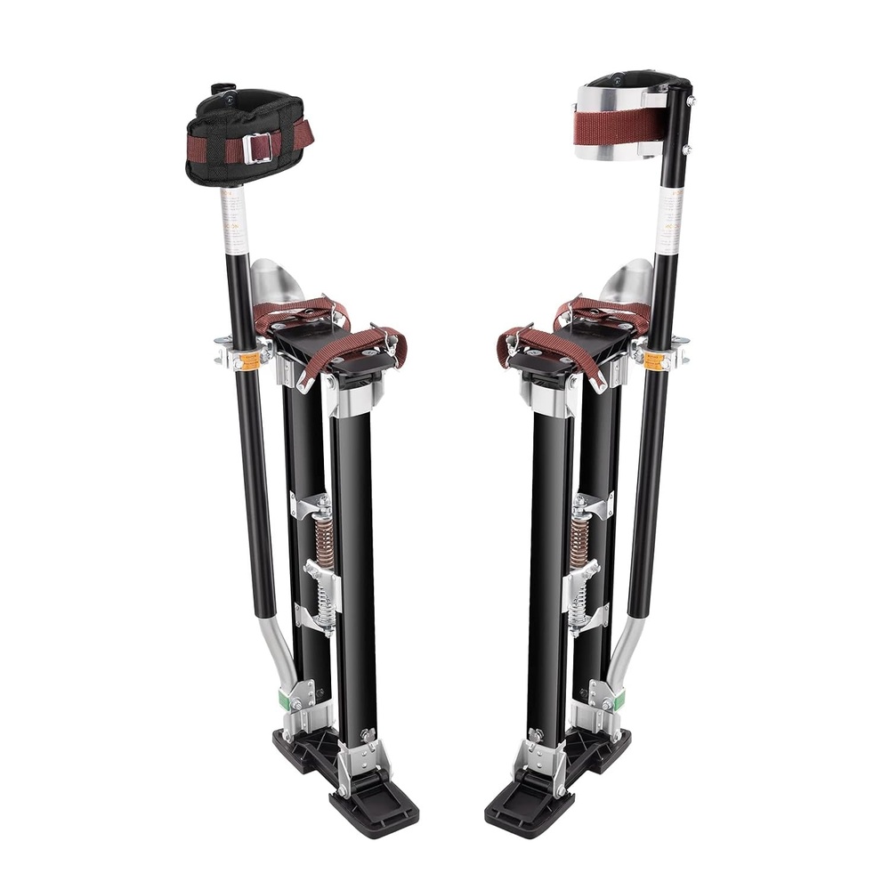 image:imageVEVOR Drywall Stilts 161241 in Adjustable Aluminum Painter Stilts 228 lbs Load Capacity NonSlip Rubber Feet Dual Spring Shock Absorption Comfortable Leg Straps for Painting DecorationSilver2440 Black