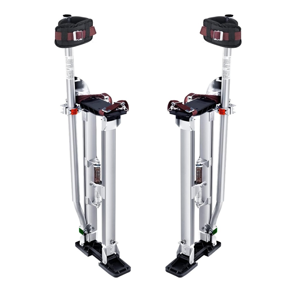 image:imageVEVOR Drywall Stilts 161241 in Adjustable Aluminum Painter Stilts 228 lbs Load Capacity NonSlip Rubber Feet Dual Spring Shock Absorption Comfortable Leg Straps for Painting DecorationSilver2440 Silver
