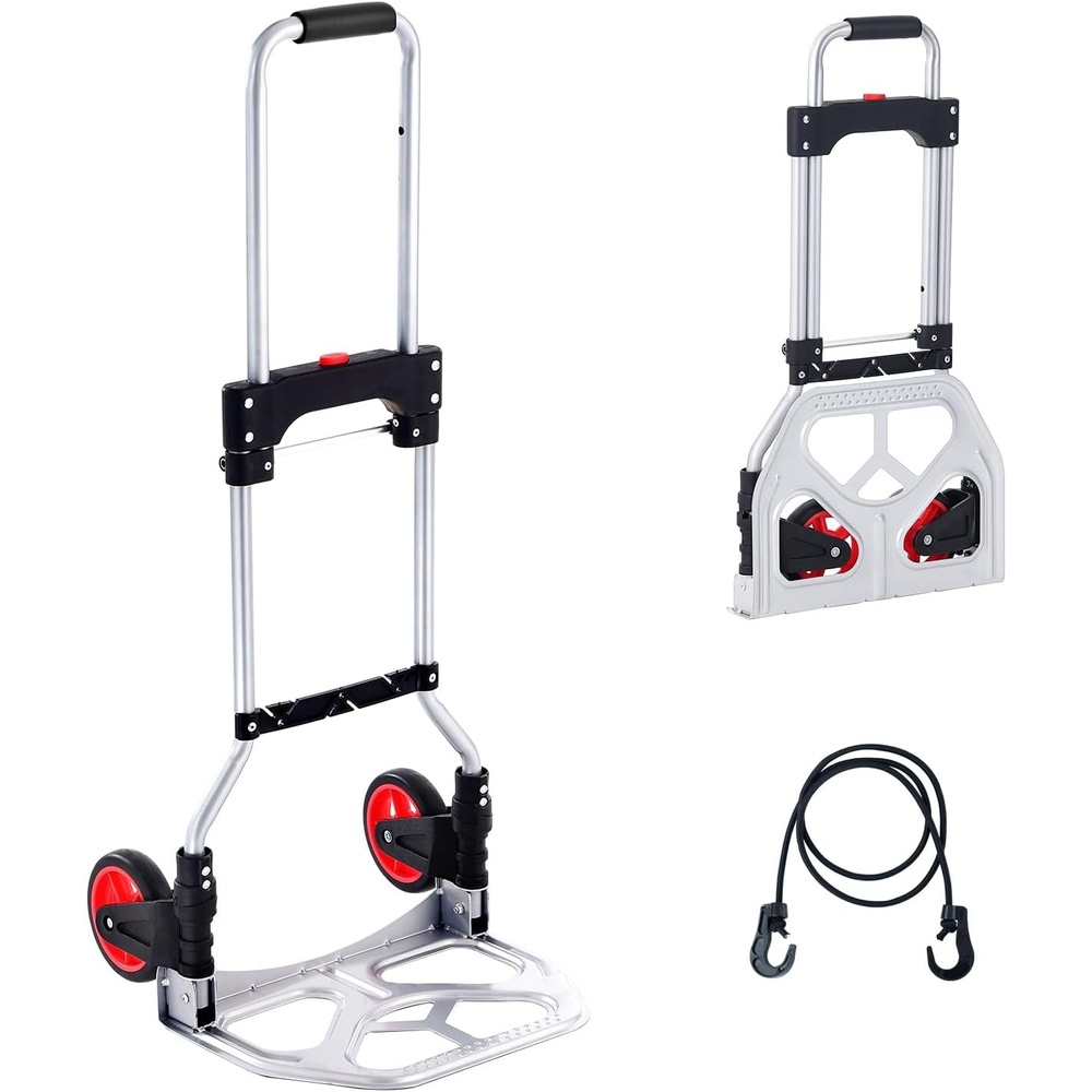 image:imageVEVOR Folding Hand Truck 80 kg Load Capacity Aluminum Portable Cart Convertible Hand Truck and Dolly with Telescoping Handle and Rubber Wheels Ultra Lightweight Super Strong for Moving Warehouse176 lbs