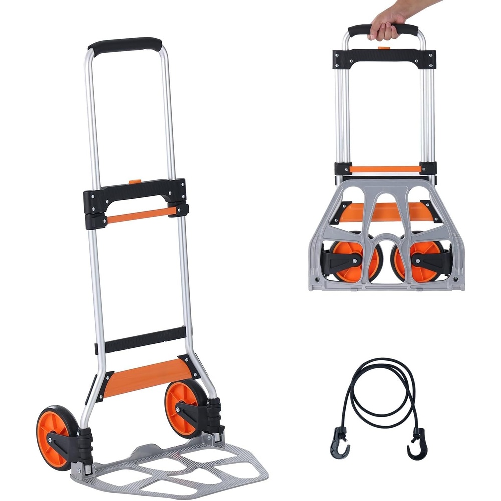 image:imageVEVOR Folding Hand Truck 80 kg Load Capacity Aluminum Portable Cart Convertible Hand Truck and Dolly with Telescoping Handle and Rubber Wheels Ultra Lightweight Super Strong for Moving Warehouse275 lbs