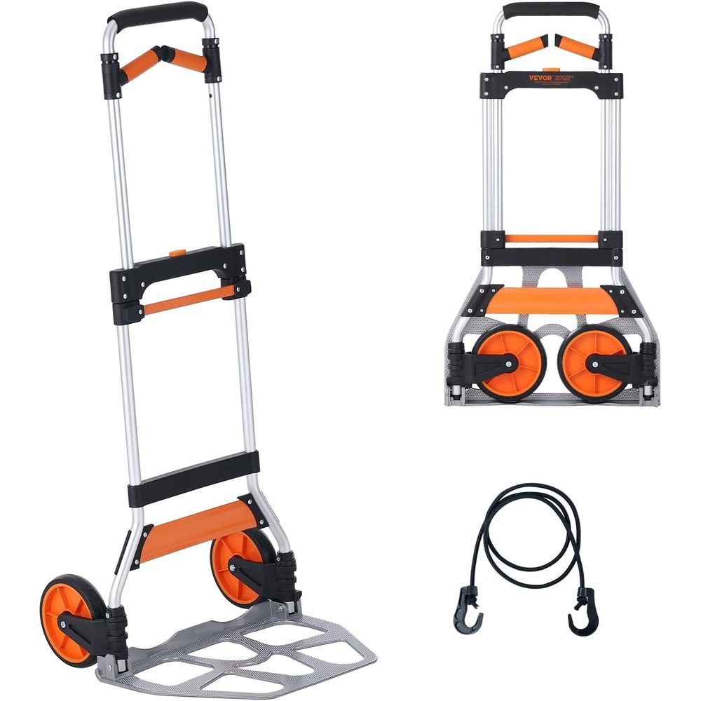 image:imageVEVOR Folding Hand Truck 80 kg Load Capacity Aluminum Portable Cart Convertible Hand Truck and Dolly with Telescoping Handle and Rubber Wheels Ultra Lightweight Super Strong for Moving Warehouse309 lbs