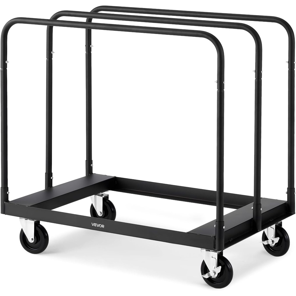 image:imageVEVOR Folding Table Cart Heavy Duty Table Dolly 1800 lbs Steel Panel Truck Cart with 5 inch Swivel Casters Lumber Drywall Dolly with Straps for Party Events Hotel Factory Warehouse1500 LBS