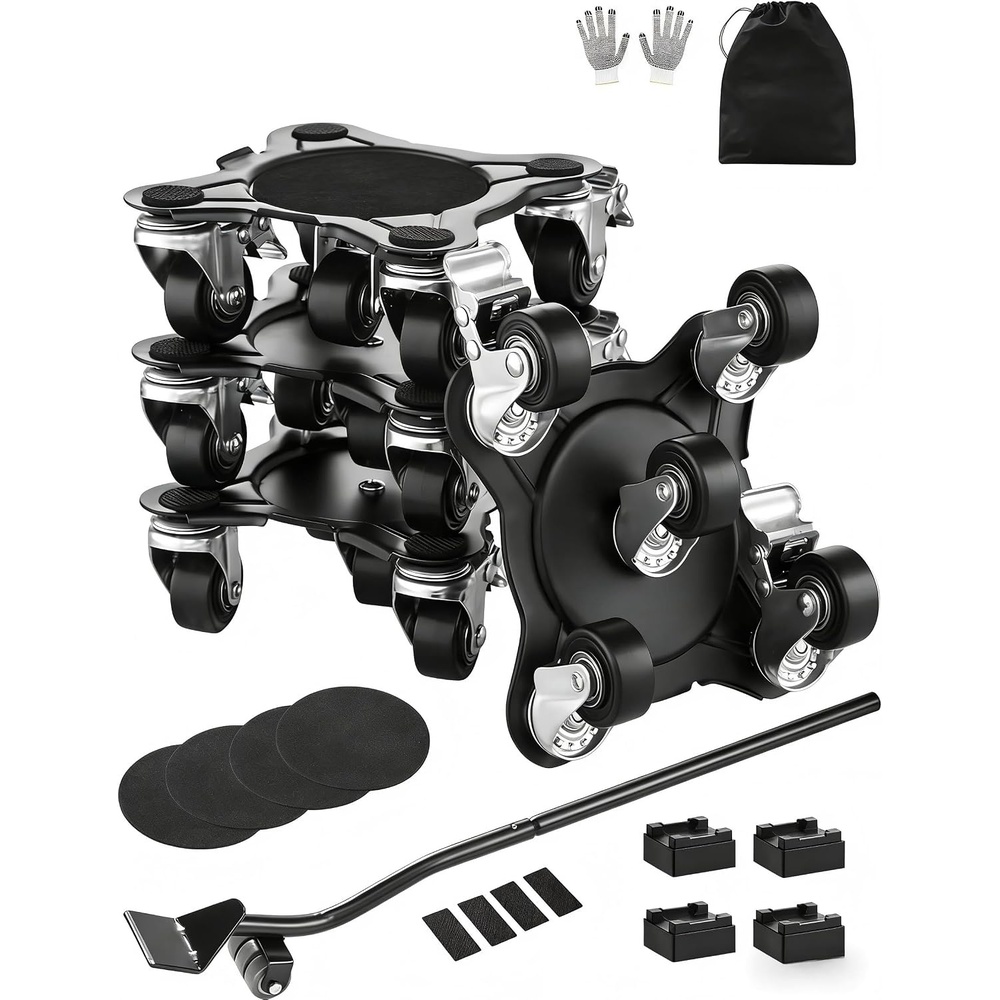 image:imageVEVOR Furniture Dolly Heavy Duty Furniture Movers with 5 x 360 Rotation Wheels Carbon Steel Panel Furniture Lift Slider Tool Set for Appliances Sofa Fridge Washing MachineLarge 63 x 63