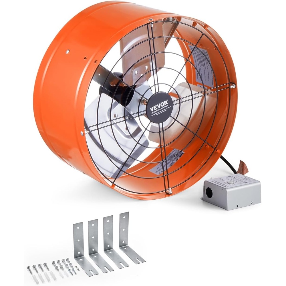 image:imageVEVOR Gable Mount Fan 16 Inch Attic Exhaust Fan with Adjustable Thermostat amp Outer Mesh 2940 CFM House Ventilator Cools Up to 4200 SqFt Quiet Ventilation for Roof Garage amp Shop Vibrant Orange1650CFM