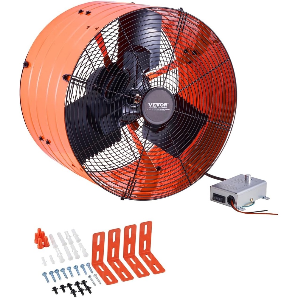 image:imageVEVOR Gable Mount Fan 16 Inch Attic Exhaust Fan with Adjustable Thermostat amp Outer Mesh 2940 CFM House Ventilator Cools Up to 4200 SqFt Quiet Ventilation for Roof Garage amp Shop Vibrant Orange2940CFM