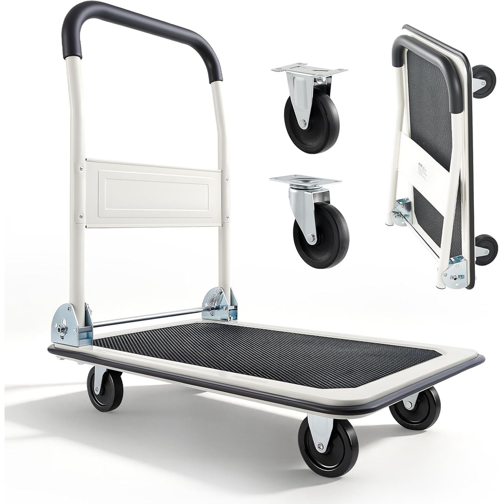 image:imageVEVOR Heavy Duty Platform Truck 2000 LBS Steel Large Flatbed Cart with 360 Swivel Wheels amp Brakes Foldable Platform Hand Push Truck Dolly for Easy StoragGroceriesGarageWarehouse 36 X 24290 x 189 x 325 in  735 x 480 x 825 mm