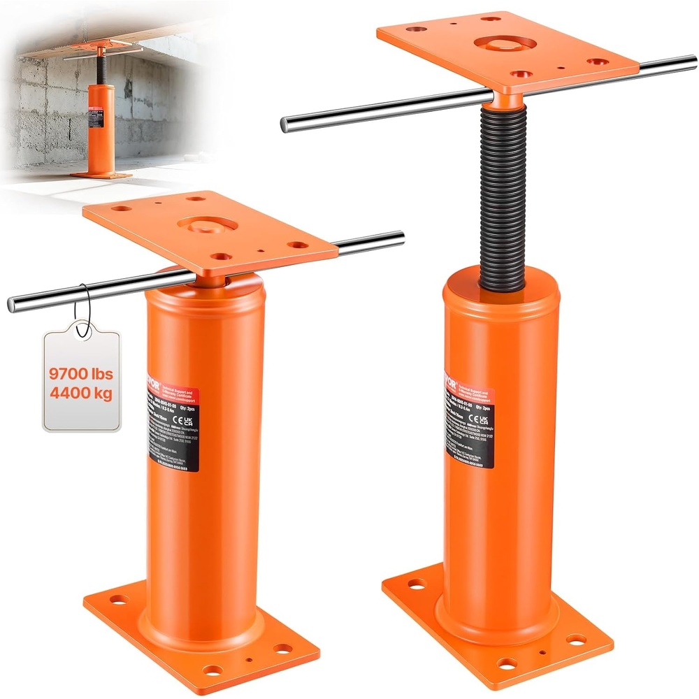 image:imageVEVOR House Floor Jacks 2 Pack 1216 Height Range 9700 lbs Max Load Capacity Per Unit Adjustable Support Beam Basement Jack Post Pole for Leveling Steel Telescoping Jack for Temporary Support12162PCS