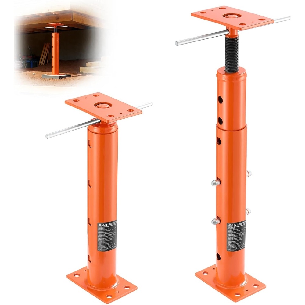 image:imageVEVOR House Floor Jacks 2 Pack 54150 Inch Height Range 11200 lbs Max Load Capacity Adjustable Support Beam Basement Jack Post Pole for Leveling Lift Steel Telescoping Post for Temporary Support1936