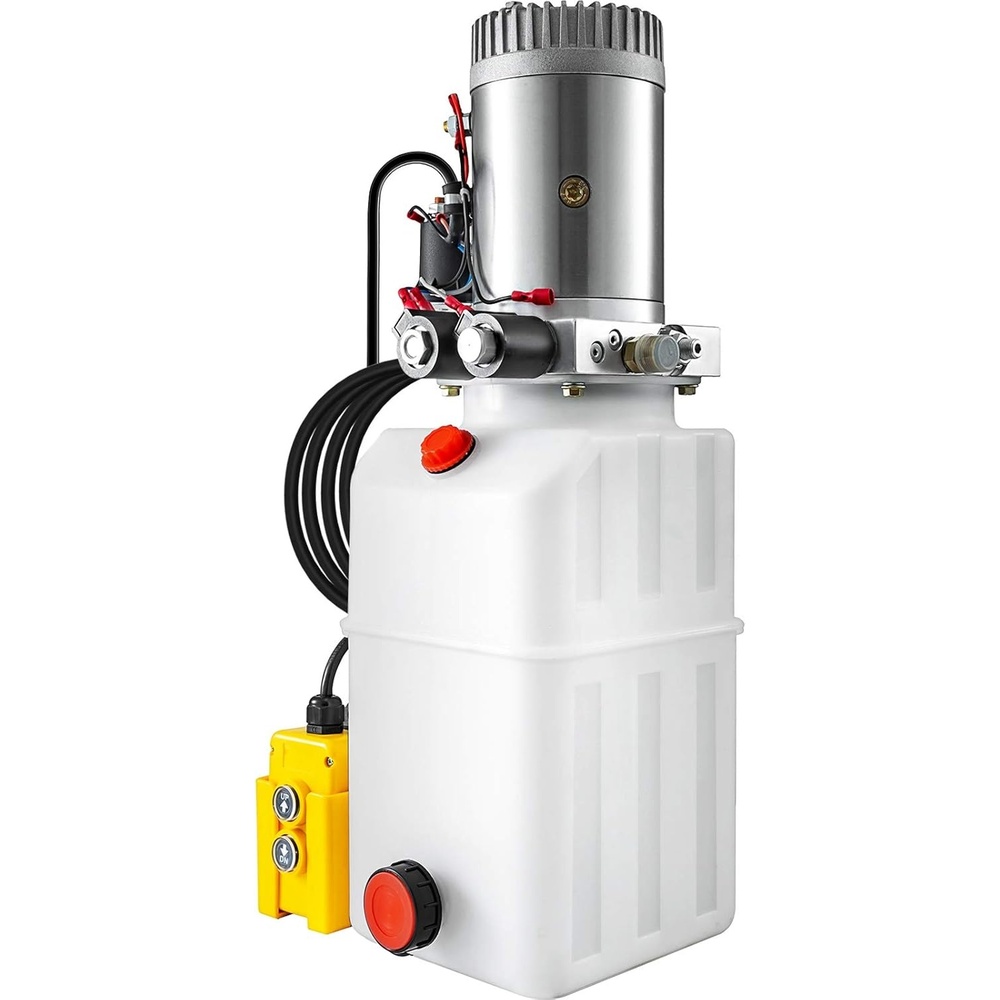 image:imageVEVOR Hydraulic Pump Double Acting 4 Way Hydraulic Power Unit Double Solenoid Hydraulic Power Pack 12V DC Hydraulic Power Pump with 45Liter Reservoir for Dump Trailer Car LiftingDouble Acting 6 Quart