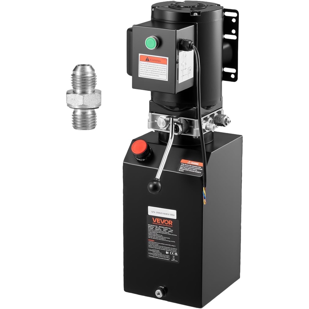 image:imageVEVOR Hydraulic Pump Double Acting 4 Way Hydraulic Power Unit Double Solenoid Hydraulic Power Pack 12V DC Hydraulic Power Pump with 45Liter Reservoir for Dump Trailer Car Lifting15 Quart