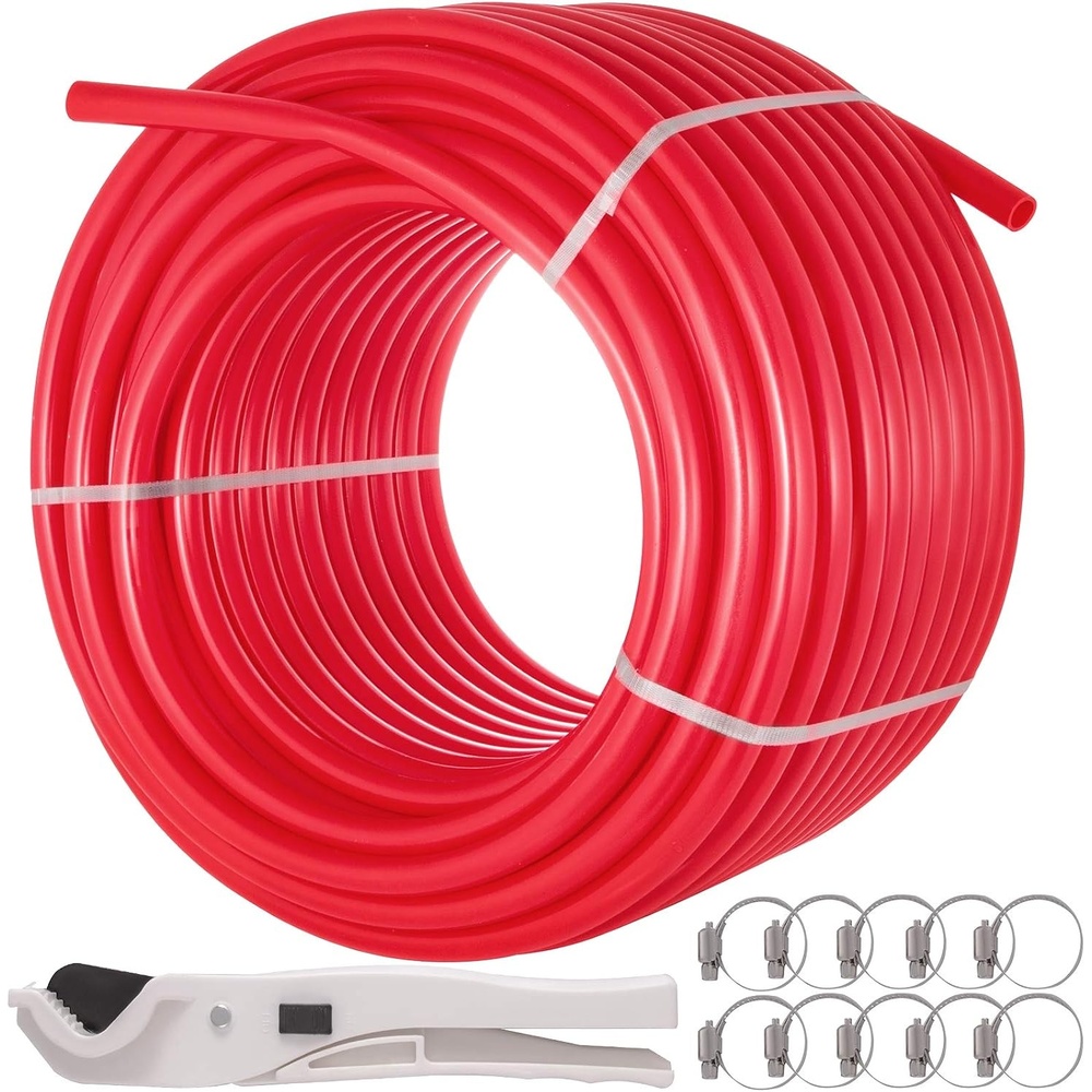 image:imageVEVOR PEXB Pipe 2 Rolls of 12 Inch X 300 FeetOxygen Barrier Flexible Pipe TubingRedampBlue for Hydronic Radiant EVOH Floor Heating Water Plumbing Applications with Cutteramp Clamps500Ft 58 Red