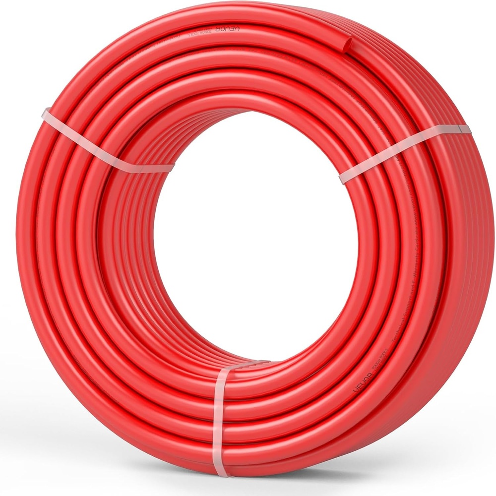 image:imageVEVOR PEXB Pipe 34 Inch x 100 Feet NonOxygen Barrier Flexible Pipe Tubing Red for Hydronic Radiant Floor Heating Water Plumbing Applications with Cutteramp ClampsRed