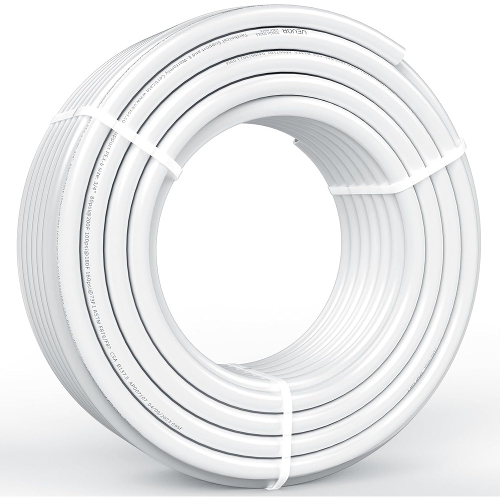 image:imageVEVOR PEXB Pipe 34 Inch x 100 Feet NonOxygen Barrier Flexible Pipe Tubing Red for Hydronic Radiant Floor Heating Water Plumbing Applications with Cutteramp ClampsWhite