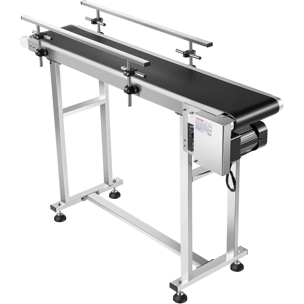 image:imageVEVOR PVC Belt Conveyor 71x 78 Electric PVC Conveyor 110V Adjustable Automatic Speed Conveyor Machine with Double Guardrail in Stainless Steel Industrial Transport Equipment47x 78
