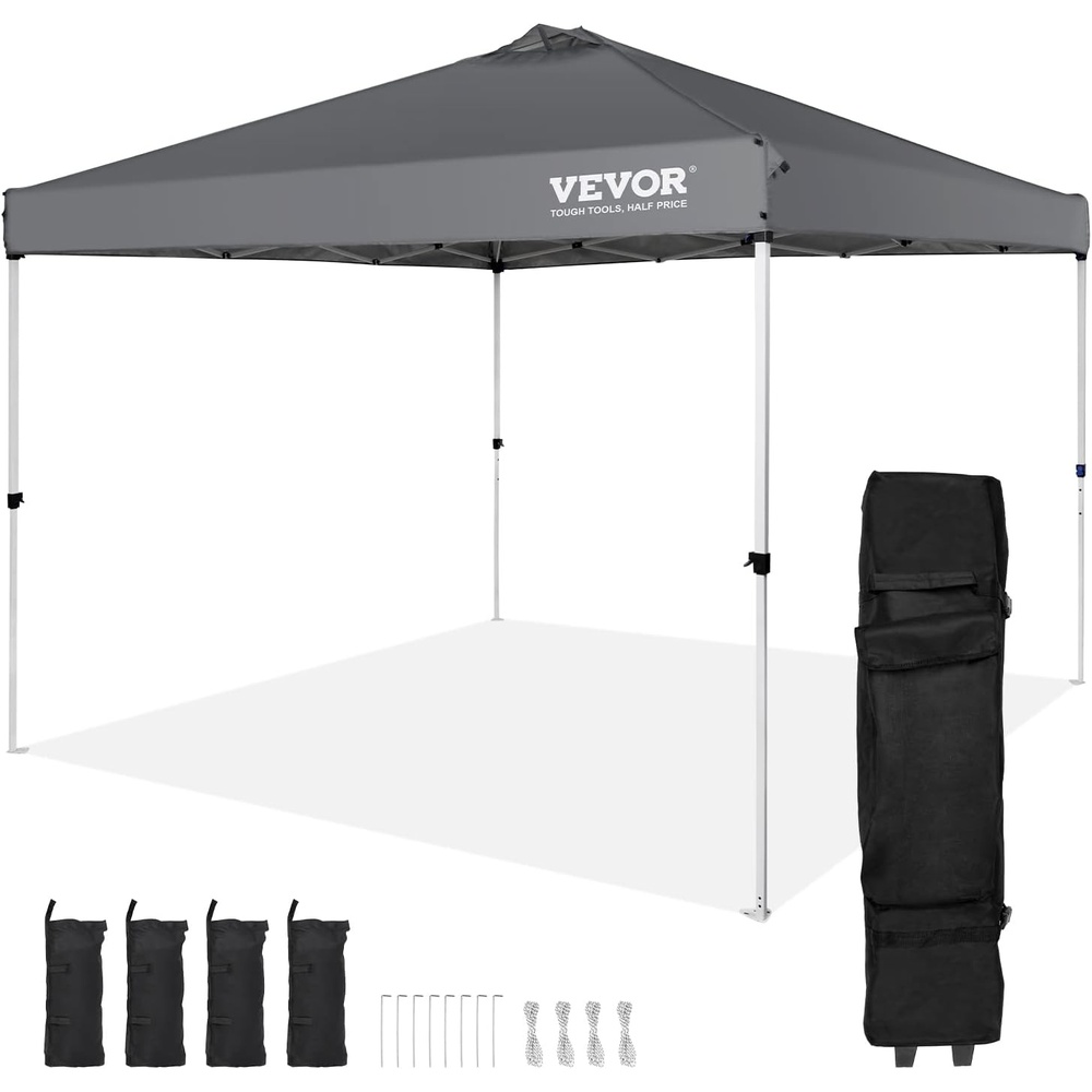 image:imageVEVOR Patio Gazebo for 68 Person 10 x 10 FT Backyard Gazebo with Mosquito Netting Metal Frame and PU Coated 180G Polyester Outdoor Canopy Shelter for Patio Backyard Lawn Garden DeckGray