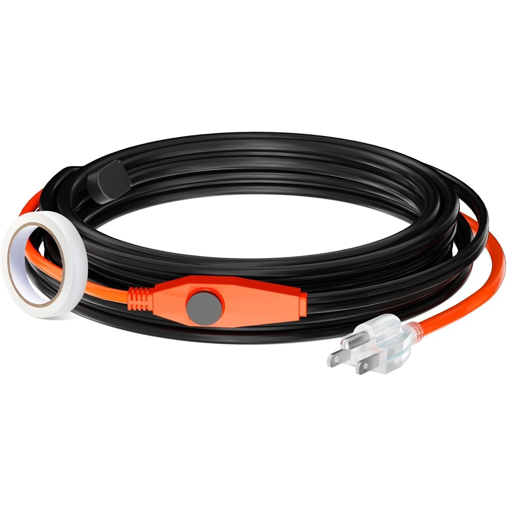 image:imageVEVOR Pipe Heating Cable 24FT 7WFT Heat Tape for Pipes with Builtin Thermostat Water Pipe Heat Cable Protects PVC Hose Metal and Plastic Pipe from Freezing18FT