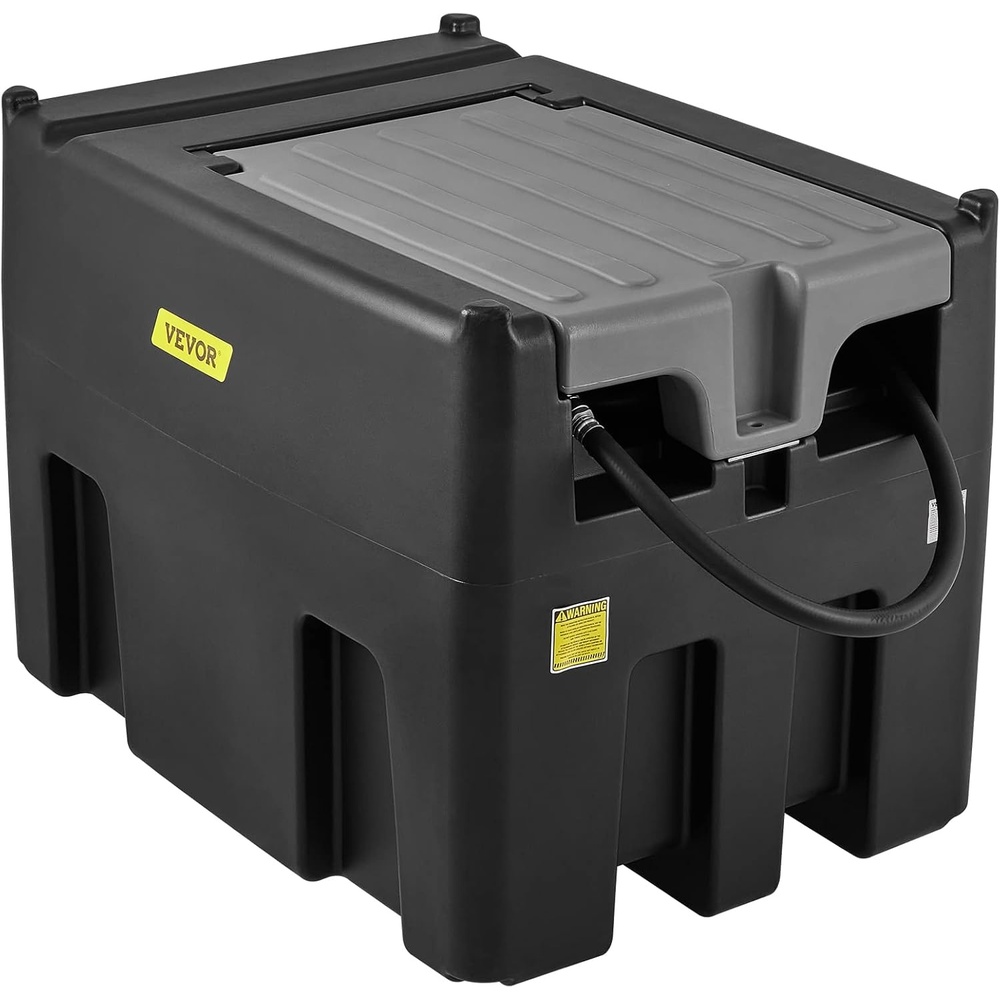 image:imageVEVOR Portable Diesel Tank 116 Gallon Capacity amp 10 GPM Flow Rate Diesel Fuel with 12V Electric Transfer Pump and 131ft Rubber Hose PE Transfer Tank for Easy Fuel Transportation Gray  PE Diesel Transfer Tank with 12V Electric Transfer Pump and 131 ft Rubber Hose Lockable Lid for Easy Fuel TransportationBlack