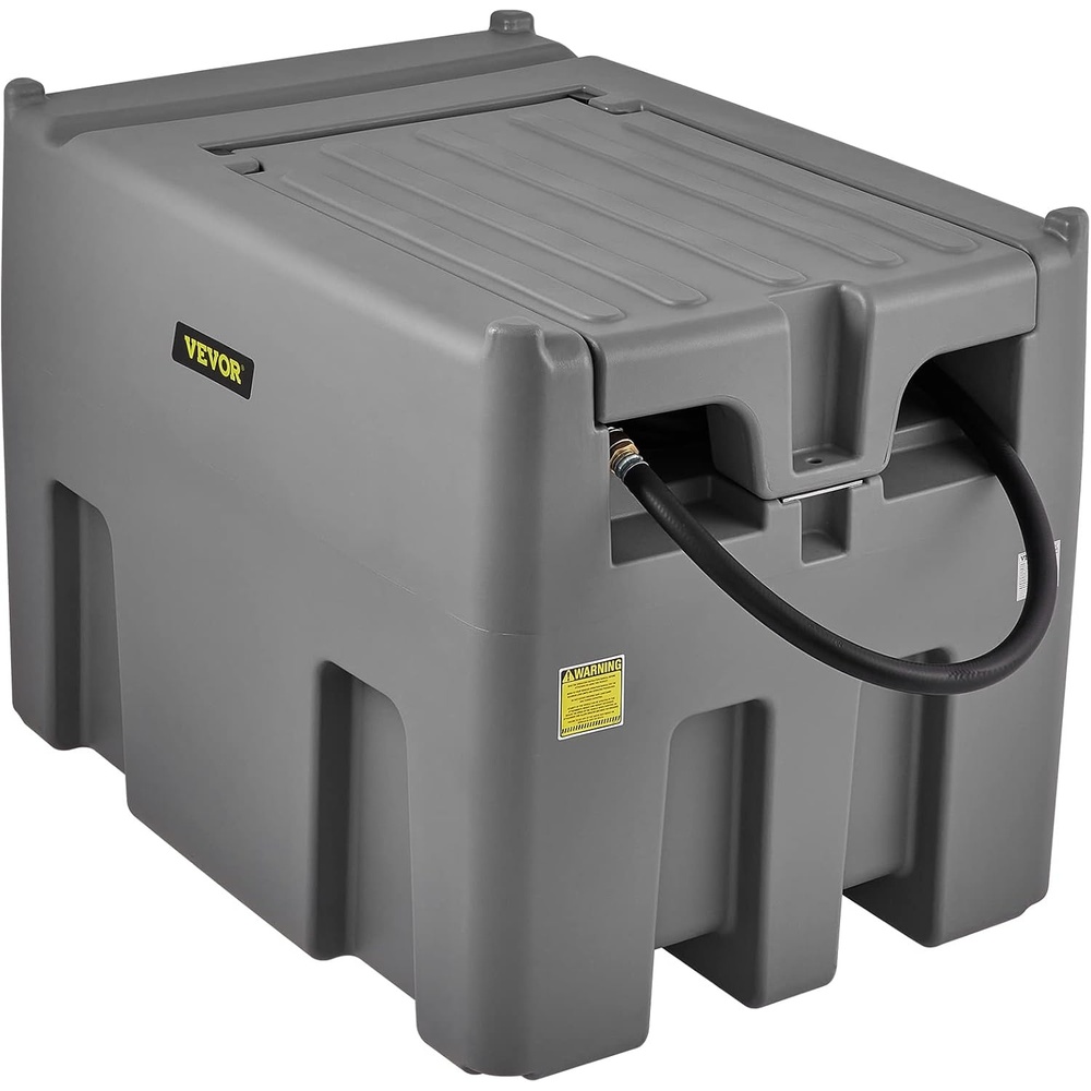 image:imageVEVOR Portable Diesel Tank 116 Gallon Capacity amp 10 GPM Flow Rate Diesel Fuel with 12V Electric Transfer Pump and 131ft Rubber Hose PE Transfer Tank for Easy Fuel Transportation Gray  PE Diesel Transfer Tank with 12V Electric Transfer Pump and 131 ft Rubber Hose Lockable Lid for Easy Fuel TransportationGrey