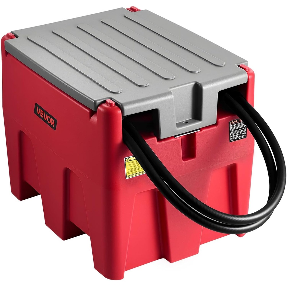 image:imageVEVOR Portable Diesel Tank 58 Gallon Capacity amp 10 GPM Flow Rate Portable Fuel Tank with 12V Electric Transfer Pump and 131ft Rubber Hose PE Diesel Transfer Tank for Easy Fuel Transportation BlackRed