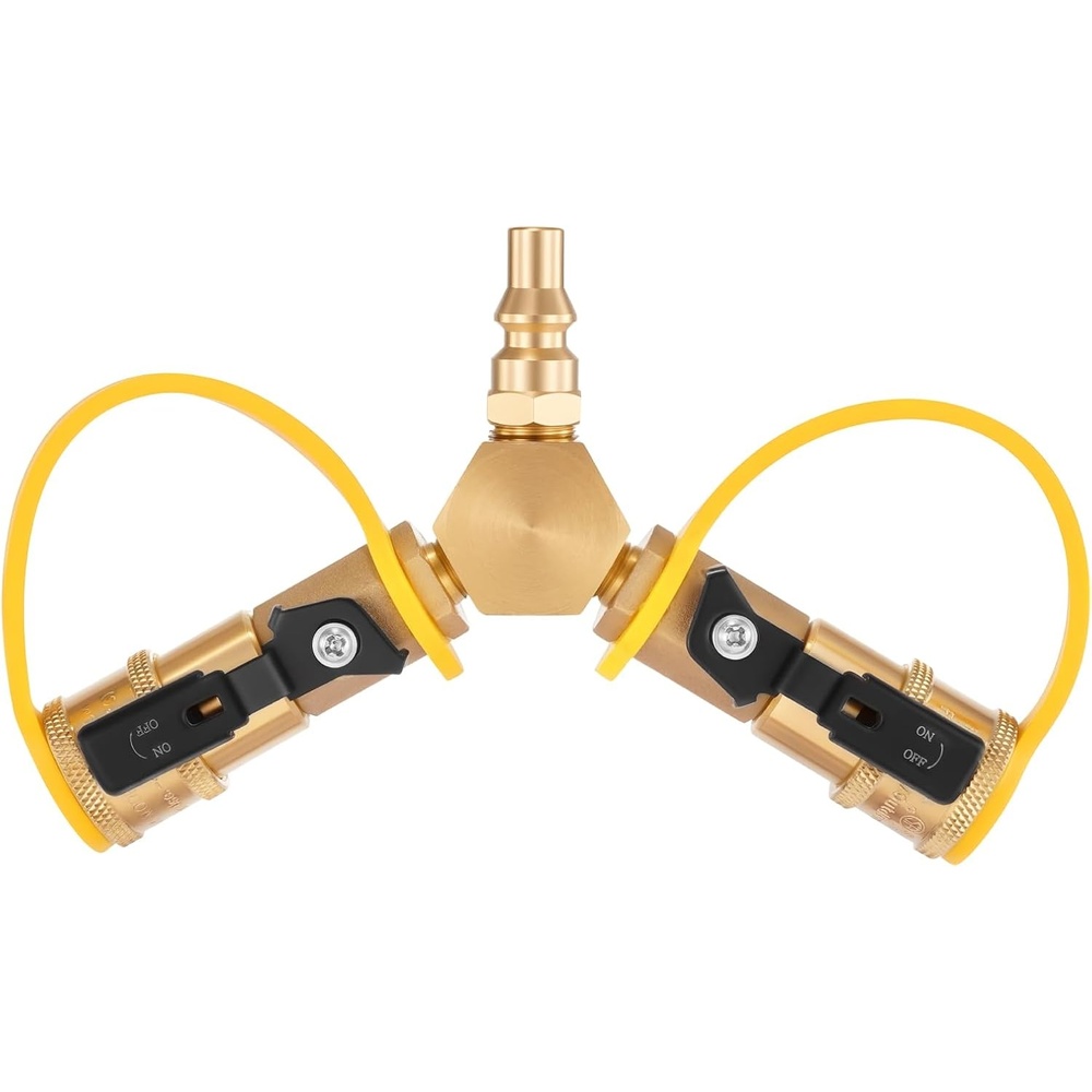 image:imageVEVOR RV Propane Y Splitter with Shutoff Valve 14 Inch 2 Way Quick Disconnect Kit for RV Trailer Motorhome Camping Grill amp Propane Hose ConnectionsYType