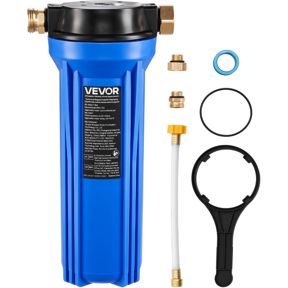image:imageVEVOR RV Water Filter 25 x 10 in Water Filter System for Campers Remove Sediments Chlorine Bad Tastes Odors and Most Contaminants RV Filter for RVs Boats Vans