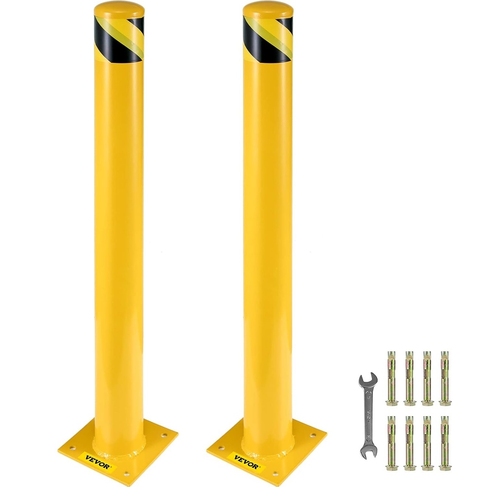 image:imageVEVOR Safety Bollard 36 Inch Height Bollard Post 45 Inch Diameter Steel Pipe Safety Bollard Post Yellow Steel Bollard Steel Safety Bollard with 8 Anchor Bolts Perfect for TrafficSensitive Area48Hx45D