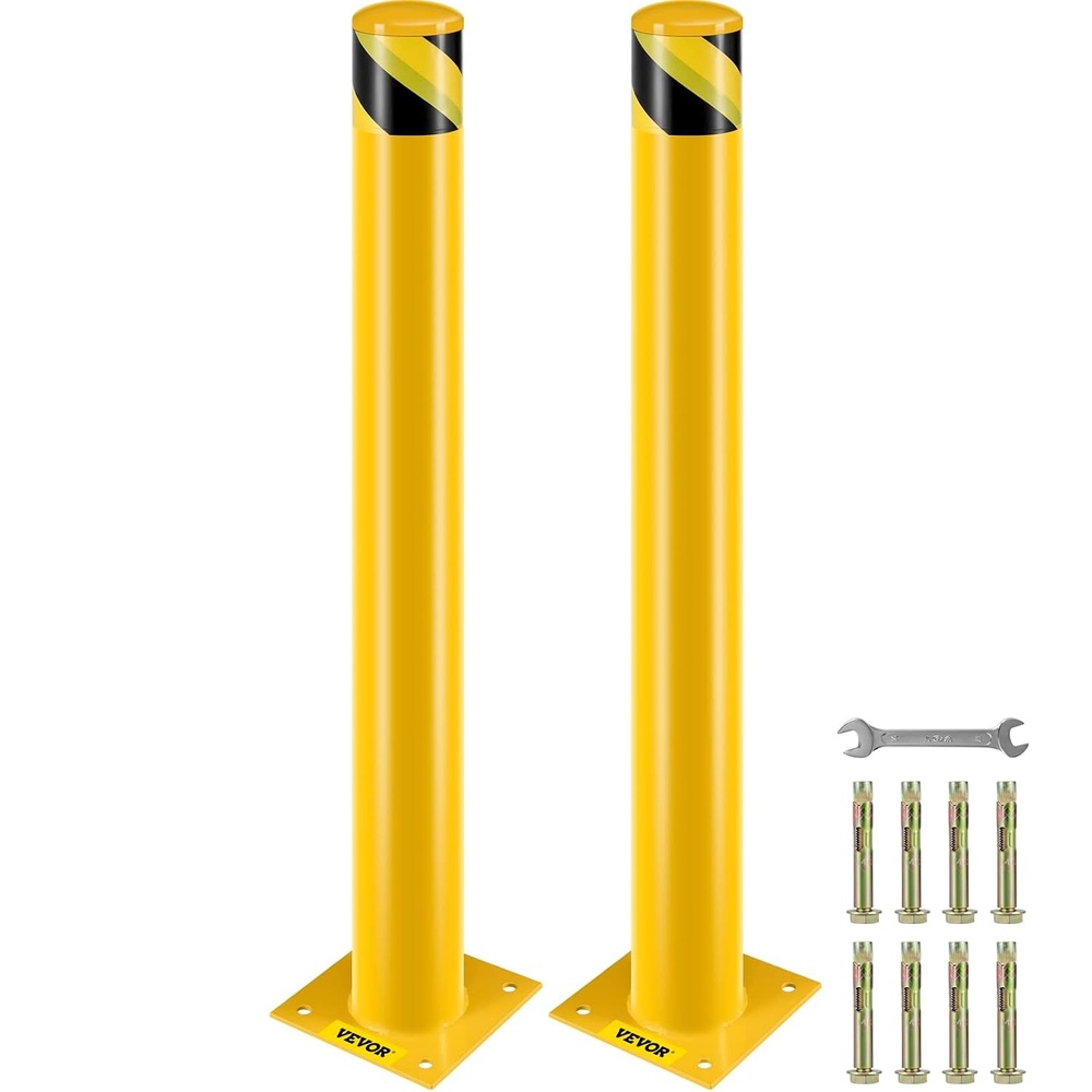image:imageVEVOR Safety Bollard 36 Inch Height Bollard Post 45 Inch Diameter Steel Pipe Safety Bollard Post Yellow Steel Bollard Steel Safety Bollard with 8 Anchor Bolts Perfect for TrafficSensitive Area42Hx45D