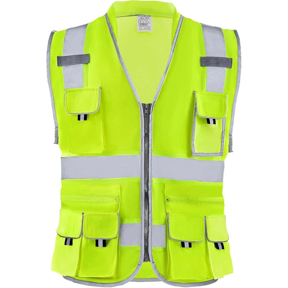 image:imageVEVOR Safety Vest with Reflective Strips Hi Vis Work Construction Vest with Pockets and WalkieTalkie Clip for Men amp Woman