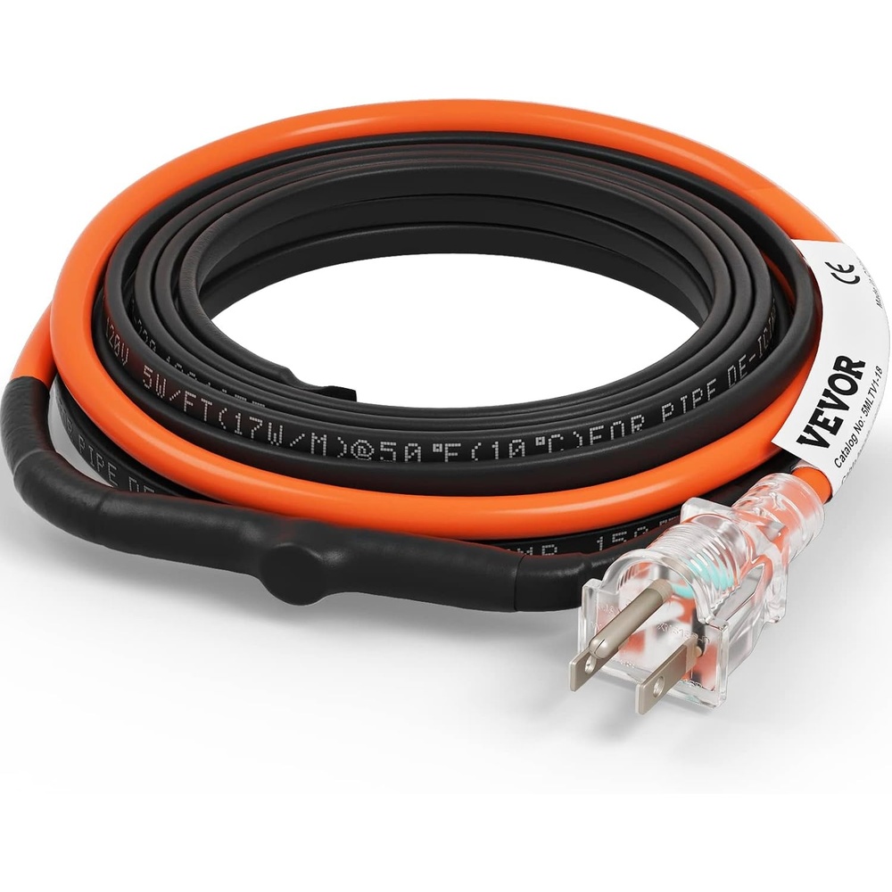 image:imageVEVOR SelfRegulating Pipe Heating Cable 120feet 5Wft Heat Tape for Pipes Freeze Protection Protects PVC Hose Metal and Plastic Pipe from Freezing 120V18 Feet