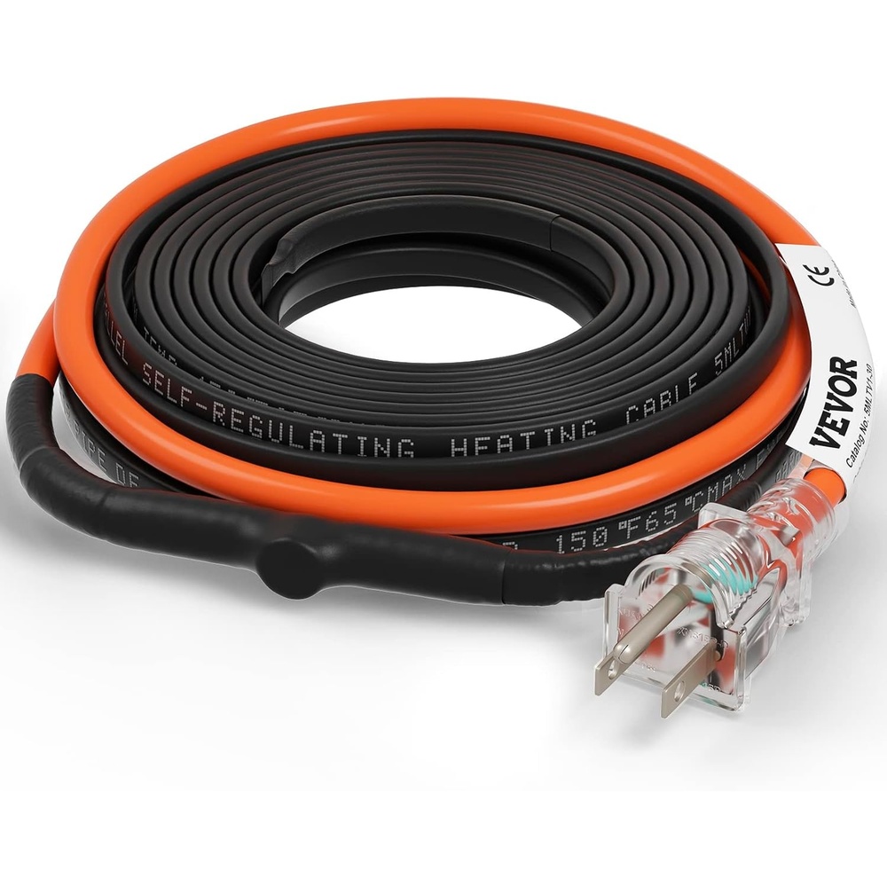 image:imageVEVOR SelfRegulating Pipe Heating Cable 120feet 5Wft Heat Tape for Pipes Freeze Protection Protects PVC Hose Metal and Plastic Pipe from Freezing 120V30 Feet