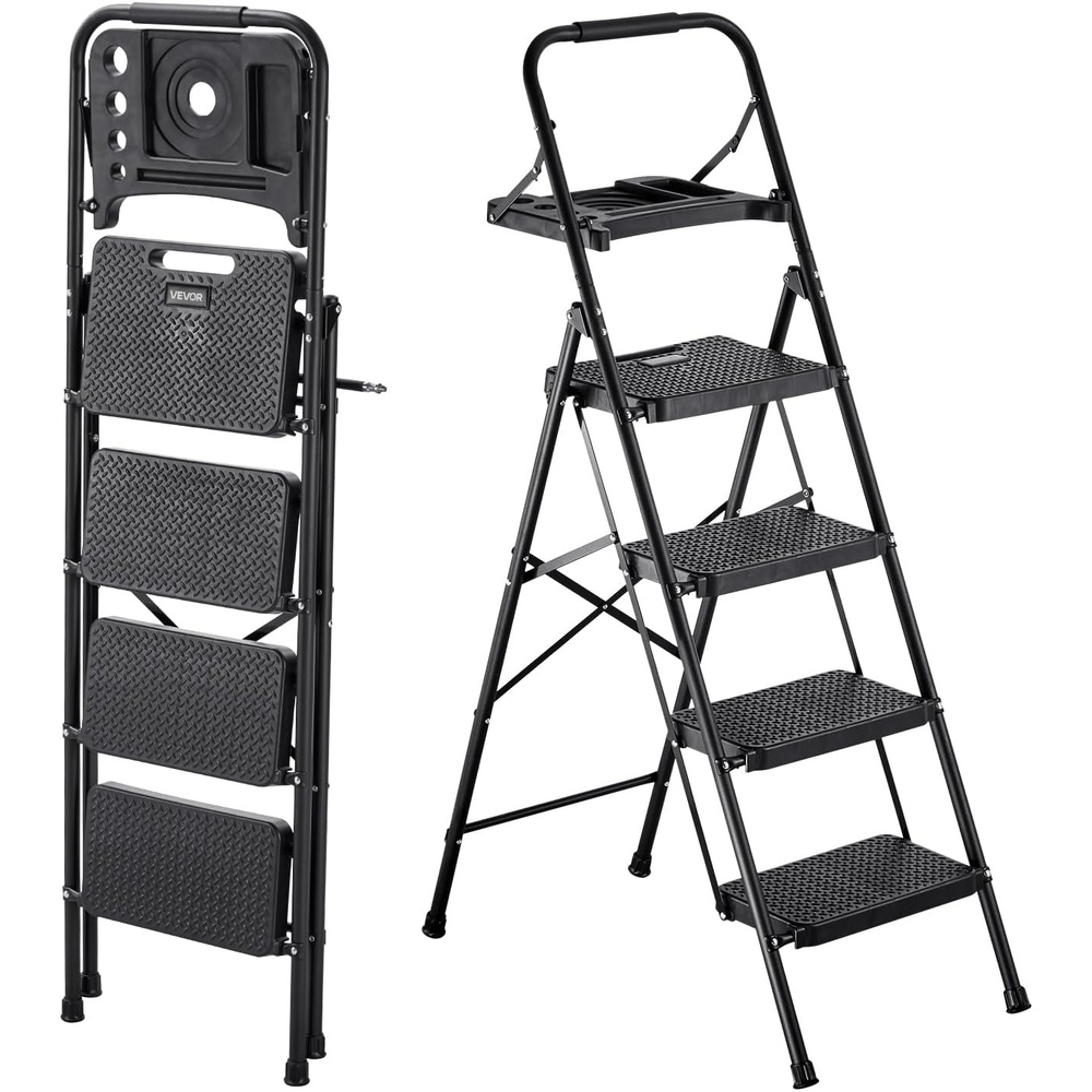 image:imageVEVOR Step Stool 1Step 330lbs Capacity 3 Adjustable Height with Handle Steel Step Ladder Portable Toddler Step Stools for Adults NonSlip Sturdy Step Ladders for Office RVs Pets183 x 358 x 57 inExpanded
