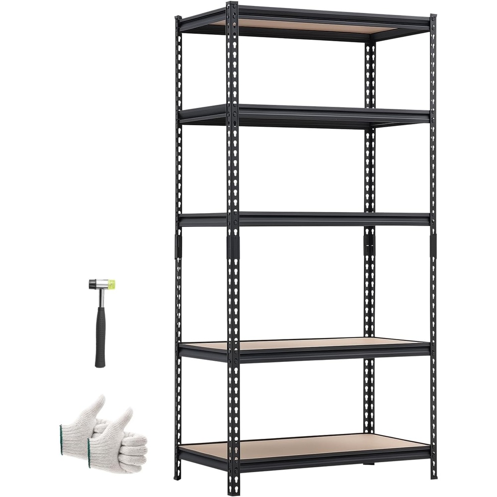 image:imageVEVOR Storage Shelves 2000 lbs 5 Tier Garage Storage Shelving 16 D x 32 W x 628 H Adjustable Metal Shelves for Garage Shelves Utility Rack Shelf Ideal for Kitchen Warehouse Basement Black1634 D x 3634 W x 7138 H