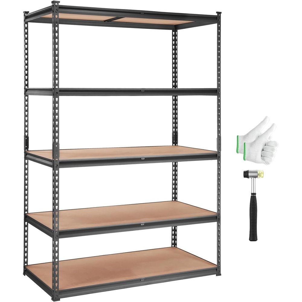 image:imageVEVOR Storage Shelves 2000 lbs 5 Tier Garage Storage Shelving 16 D x 32 W x 628 H Adjustable Metal Shelves for Garage Shelves Utility Rack Shelf Ideal for Kitchen Warehouse Basement Black24 D x 48 W x 72 H