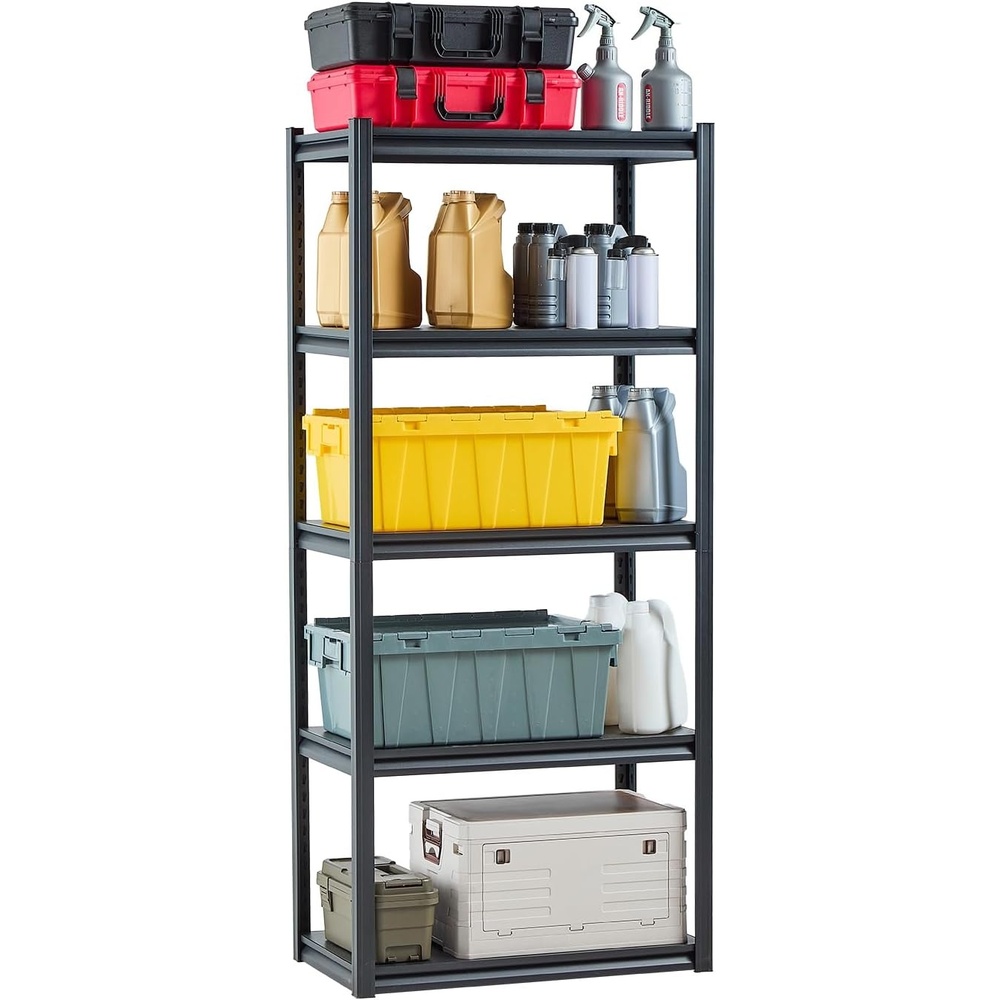 image:imageVEVOR Storage Shelves 2000 lbs 5 Tier Garage Storage Shelving 16 D x 32 W x 628 H Adjustable Metal Shelves for Garage Shelves Utility Rack Shelf Ideal for Kitchen Warehouse Basement Black18 D x 32 W x 72 H