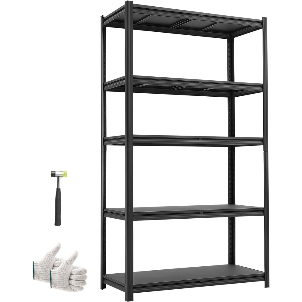 image:imageVEVOR Storage Shelves 2000 lbs 5 Tier Garage Storage Shelving 16 D x 32 W x 628 H Adjustable Metal Shelves for Garage Shelves Utility Rack Shelf Ideal for Kitchen Warehouse Basement Black1831 D x 4055 W x 7138 H