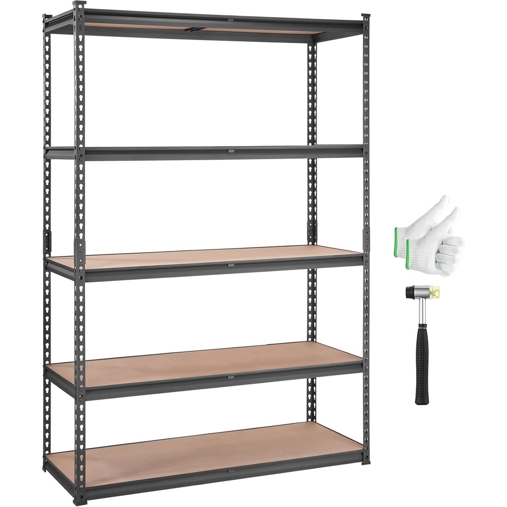 image:imageVEVOR Storage Shelves 2000 lbs 5 Tier Garage Storage Shelving 16 D x 32 W x 628 H Adjustable Metal Shelves for Garage Shelves Utility Rack Shelf Ideal for Kitchen Warehouse Basement Black18 D x 48 W x 72 H