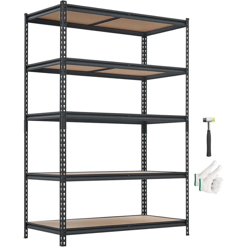 image:imageVEVOR Storage Shelves 2000 lbs 5 Tier Garage Storage Shelving 16 D x 32 W x 628 H Adjustable Metal Shelves for Garage Shelves Utility Rack Shelf Ideal for Kitchen Warehouse Basement Black2435 D x 4837 W x 7138 H