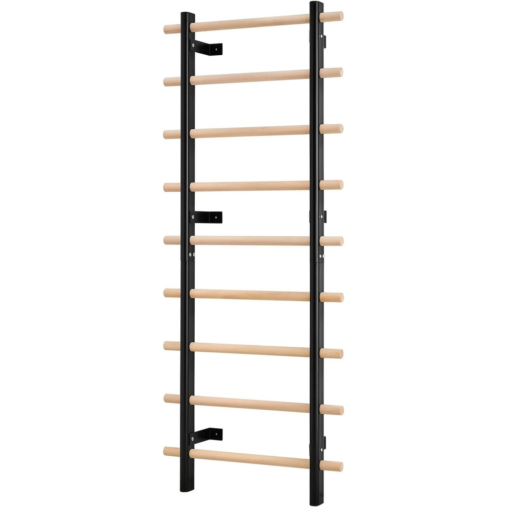 image:imageVEVOR Swedish Ladder Wall Gym 9Level Swedish Ladder Suspension Trainer 330LBS Loading Solid Wood  Carbon Steel Gymnastics Stall Bars for Adult Compatible with 315 x 315 Power Rack Accessories