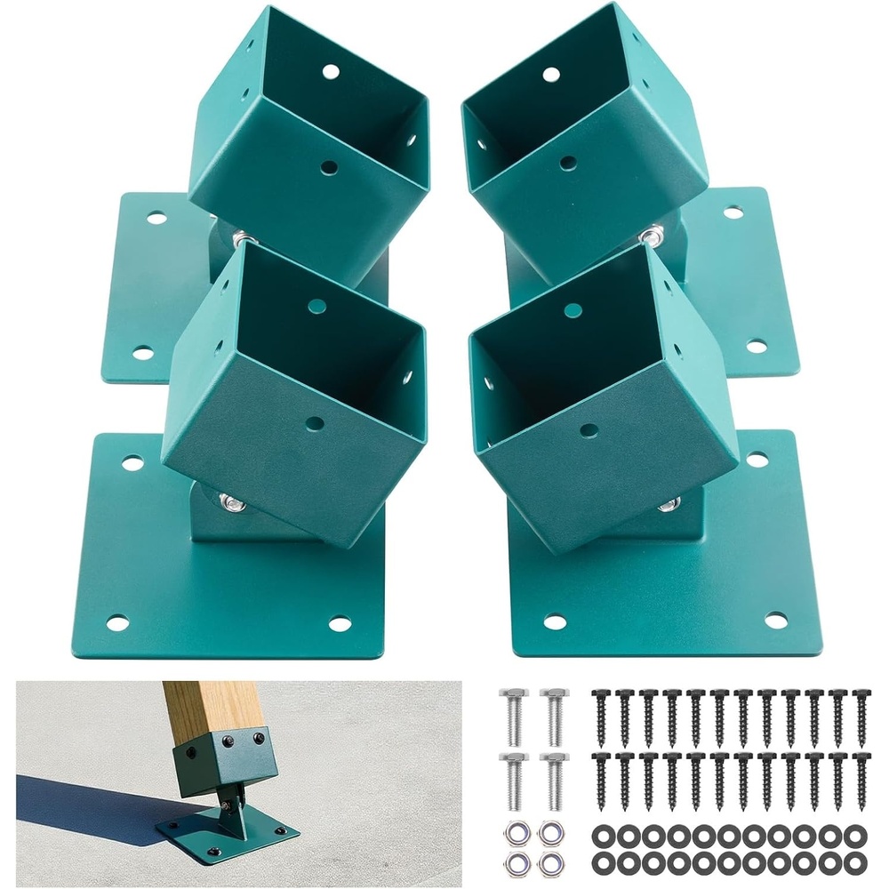 image:imageVEVOR Swing Set Brackets 4 Pack Heavy Duty Swing Set Leveling Hardware Fits 4 x 4 in Post Actual 36 x 36 in 4560 Angle Range Stainless Steel Anchor Level Kit on Uneven Grass Wooden Ground