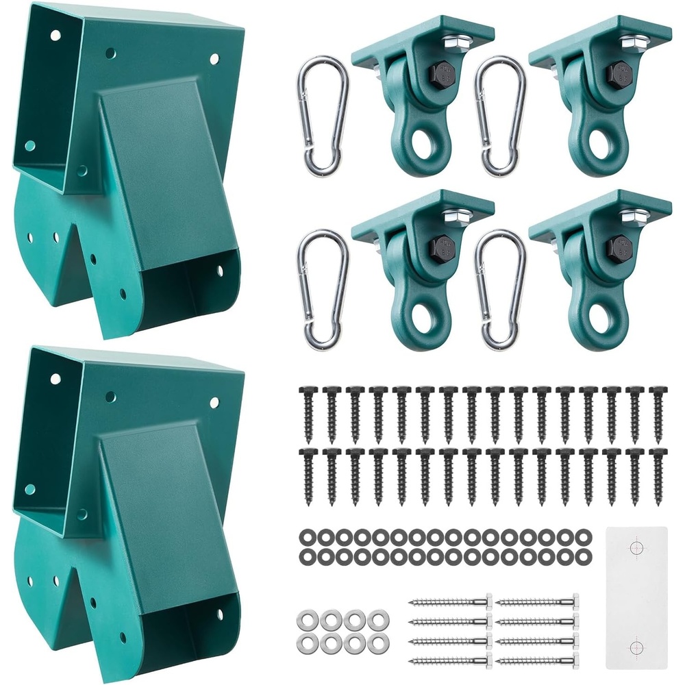 image:imageVEVOR Swing Set Brackets HeavyDuty AFrame Set Hardware with 2 AFrame Swing Brackets amp 4 Hangers Sturdy for Playground Backyard Park Equipment Mounting Parts Outdoor Hardware Included Green