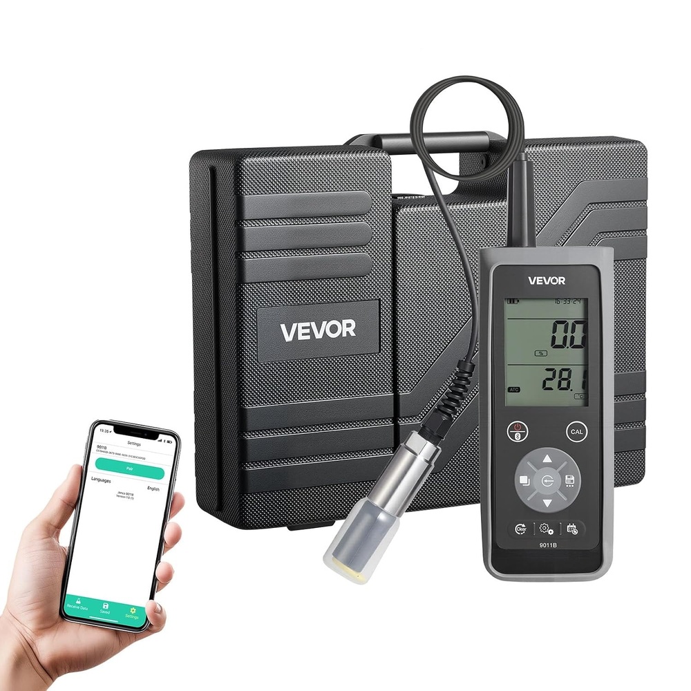 image:imageVEVOR Turbidity Meter 01000 NTU Measuring Range ISO 7027 Compliant Portable Red Light Turbidimeter Quick Reading with Calibration Solutions Sample Vials and Carry Case for Field and Plant00500 mgL